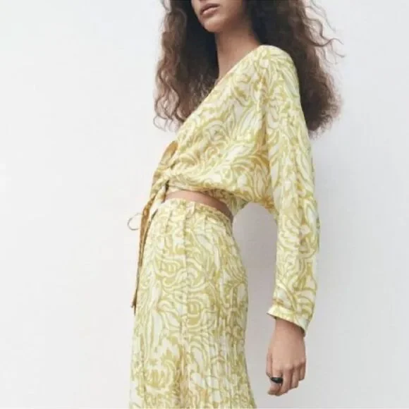 ZARA PRINTED FLOWY SKIRT - Picture 5 of 5